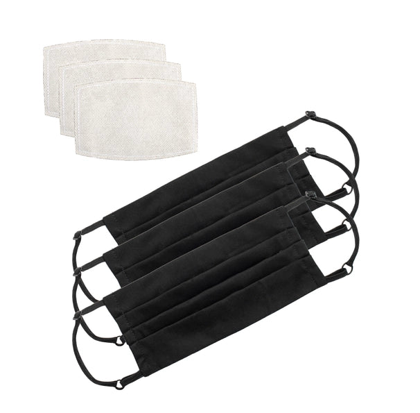 3-Pack Reusable Cotton Face Masks with PM2.5 Filter